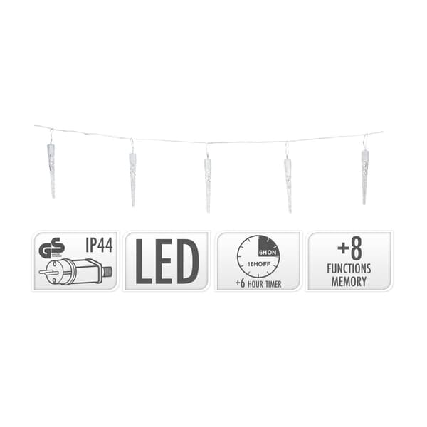 Istappslampor 40 LED kallvita + timer