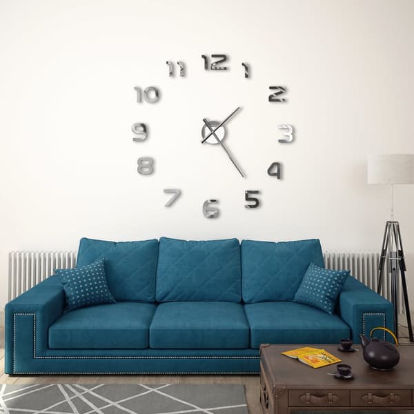 vidaXL 3D-väggklocka, modern design, 100 cm, XXL, silver