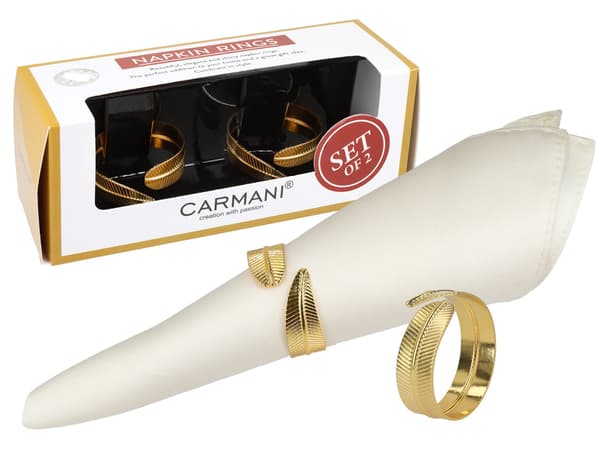 Carmani, Set med 2 Servettringar - Vigselringar, Silver