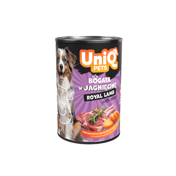 Våtfoder för hundar, burk UniQ Pets Royal Lamb 375g