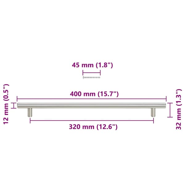 vidaXL skabsgreb, 5 stk., sølv, 320 mm, rustfrit stål