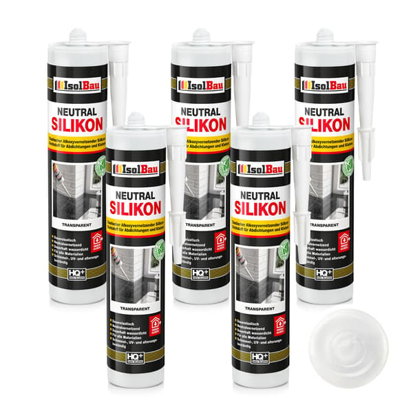 IsolBau Neutral Silikone Transparent Neutralsilikone 5 x 300ml