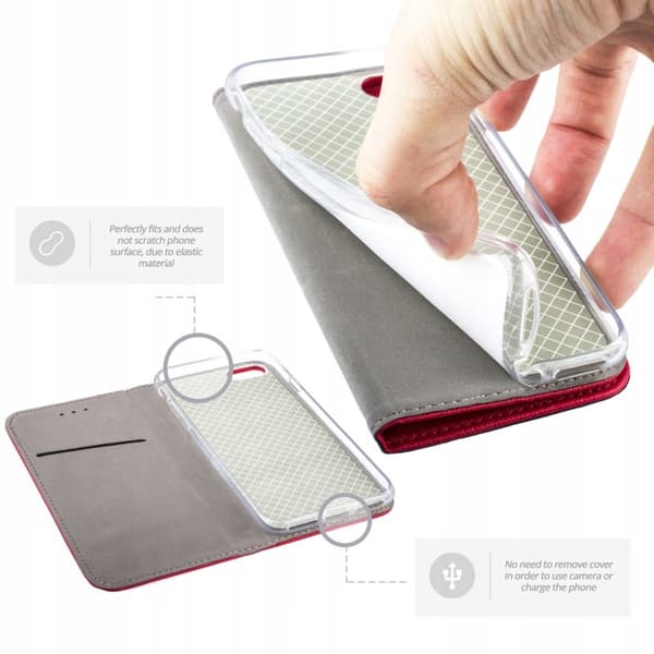 Fodral för APPLE iPhone 6 / 6s SMART BOOKFODRAL PLÅNBOK RÖD + GLAS