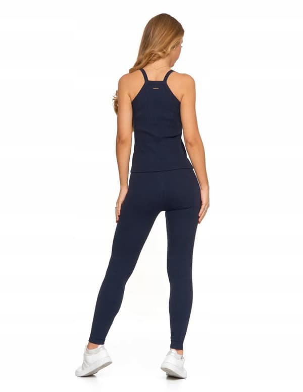Dameleggings i bomuld med bred elastisk linning, elastisk pasform, MORAJ L NAVY