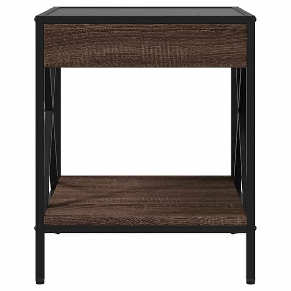 vidaXL Infinity sofabord med LED-lys brunt egetræ 40x40x49 cm