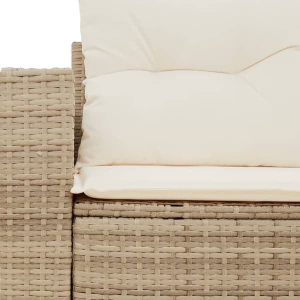 vidaXL Trädgårdssoffa med kuddar, 2-sits, beige, polyrotting
