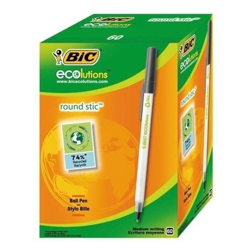 Ecolutions Rund Kulspetspenna Svart BIC (60 st)