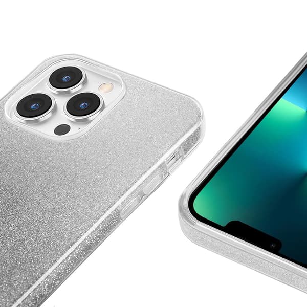 Glitteretui til iPhone 13 Pro Max, sølv/sort