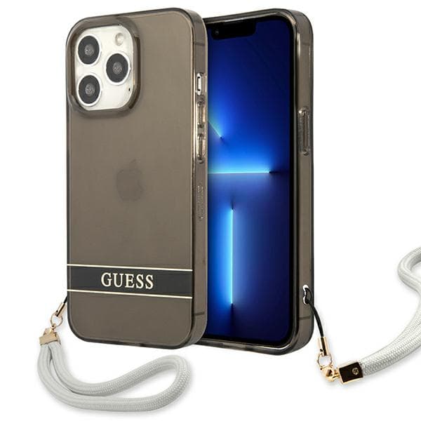Guess Translucent Stap-cover til iPhone 13 Pro / 13, Sort