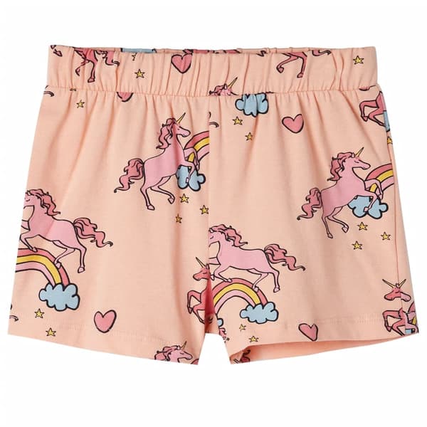 Barnpyjamas med kort ärm, ljusorange, 92