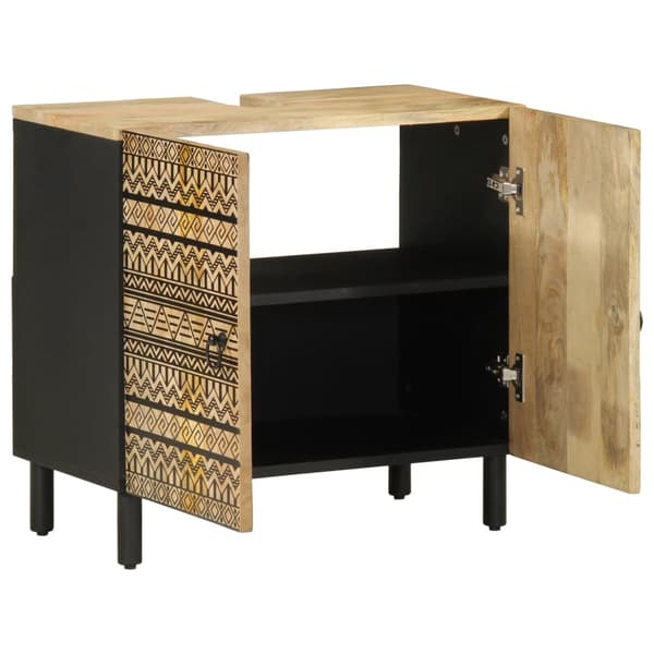 vidaXL håndvaskskab sort 62x33x58 cm massivt mangotræ