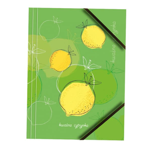 Lakeret papmappe, A4, med elastiske hjørner. Citron