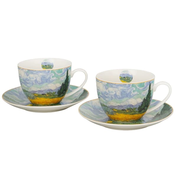 Sæt med 2 Van Gogh Hvedemarkskopper og underkopper 270 ml
