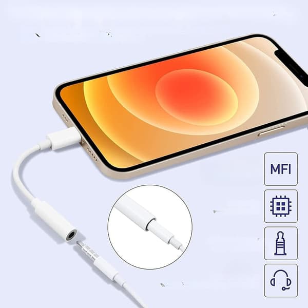 Hörlursadapter iPhone iPad Lightning minijack 3,5 mm Apple MFI 2 st