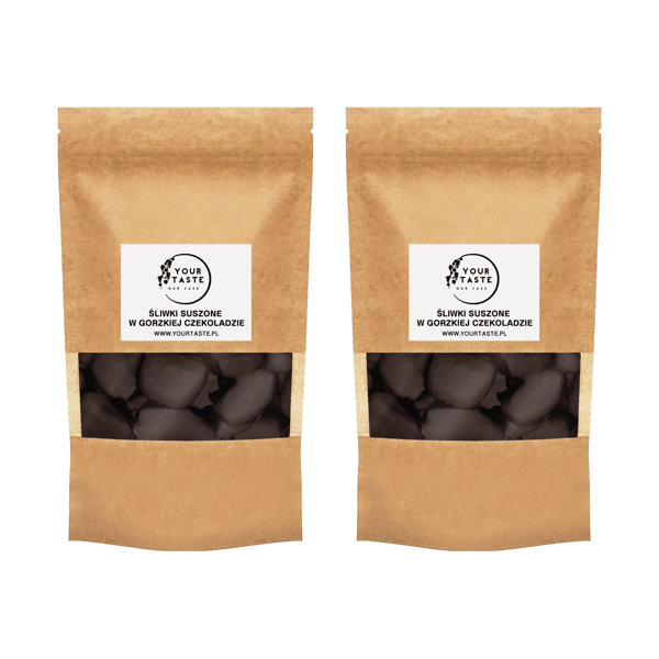 Tørrede blommer i mørk chokolade 500 g