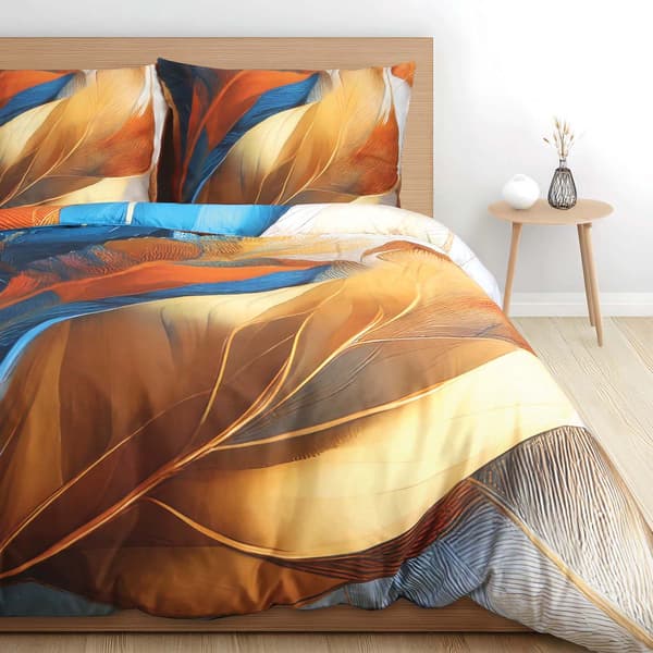 Bäddset 140x200 SATIN BOMULL digitaltryckt färg uttrycksblad