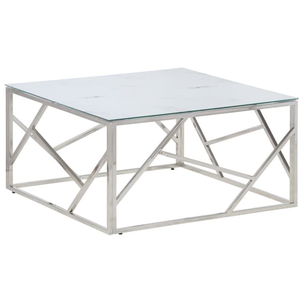 vidaXL Soffbord silver rostfritt stål och härdat glas