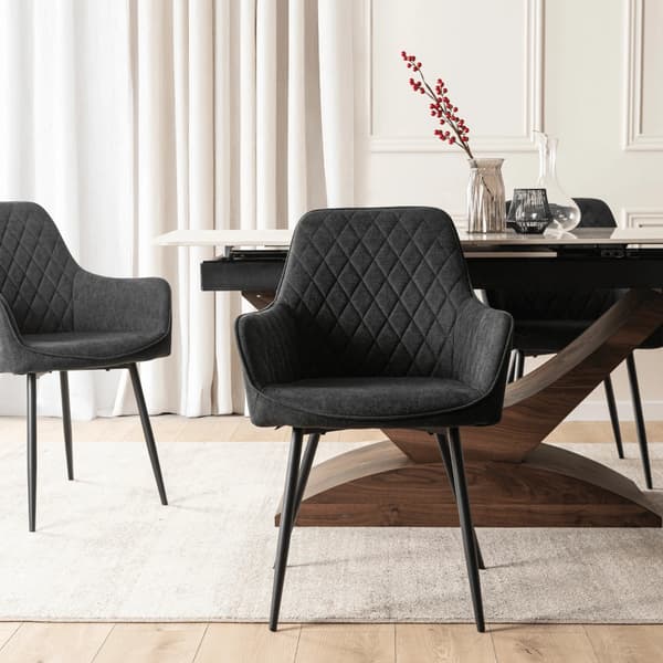 BRESSO 2 Sort Moderne Loft Polstret Spisebordsstol