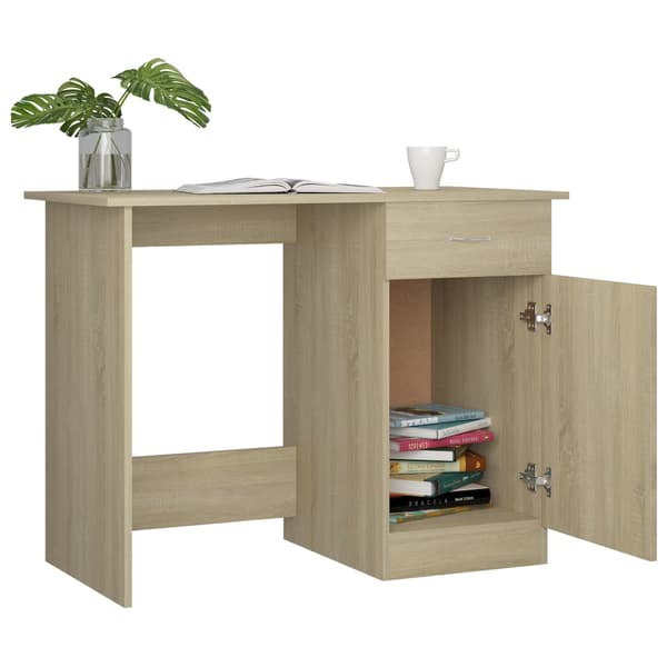 vidaXL skrivebord, Sonoma eg, 100x50x76 cm, spånplade
