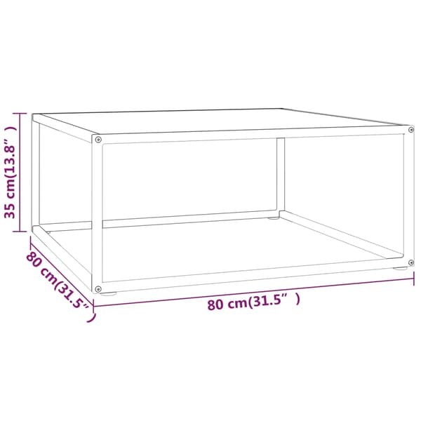 vidaXL Soffbord, vit marmorglas, 80x80x35 cm