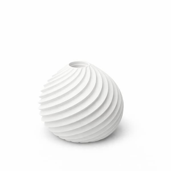 Duftdiffusorvase, hvid, rillet, til rør, rumdekoration