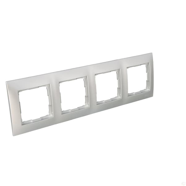 4-ganget universalramme IP20 / IP44, mat sølv Simon54