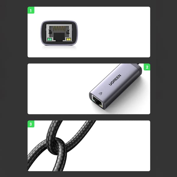 Extern USB Typ C - RJ45 1Gbps nätverksadapter