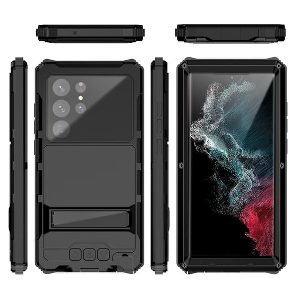 Etui til Samsung Galaxy S22 Ultra, R-JUST, pansret, sort