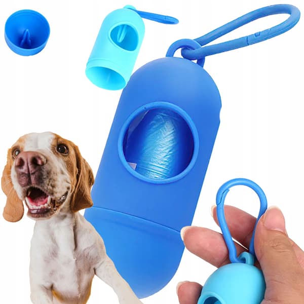 Blått hundbajspåsefodral 9,5 cm