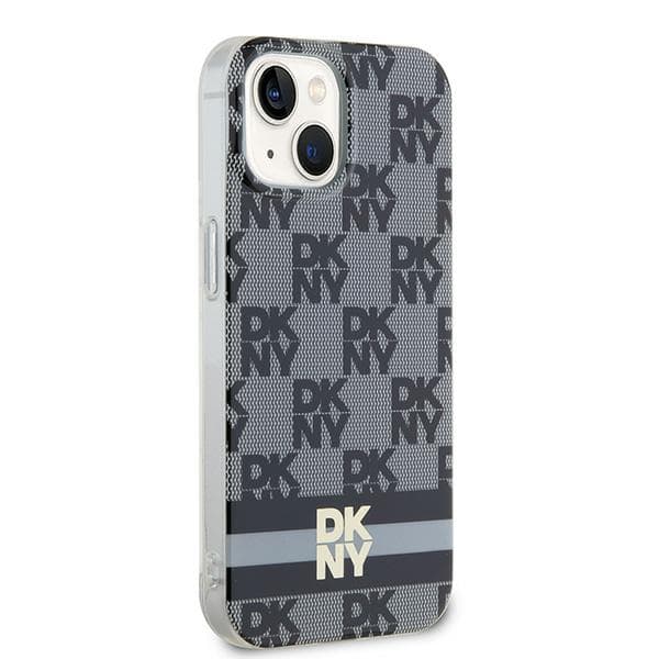 DKNY IML Checkered Mono Pattern & Printed Stripes MagSafe-etui til iPhone 14, sort