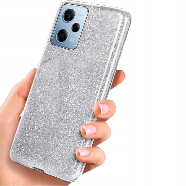 Fodral för REDMI NOTE 12 PRO 5G GLITTER 3i1 GLITTER SILVERBAKSIDA + GLAS