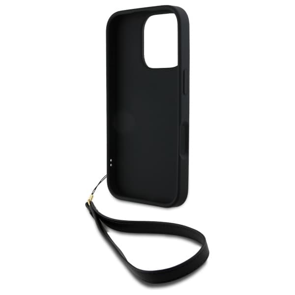 DKNY Wrist Strap Stock Logo-cover til iPhone 16 Pro Max, sort
