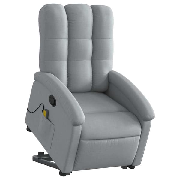 vidaXL Lyftbar massagefåtölj ljusgrå tyg