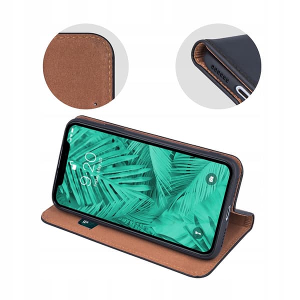 ETUI TIL SAMSUNG GALAXY A20S SMART PRO LÆDER SORT + GLAS