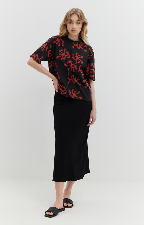 Merceriserad bomulls-T-shirt med tryck XS