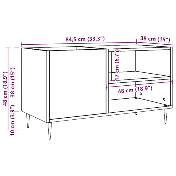 vidaXL pladeskab, antik træ, 84,5x38x48 cm