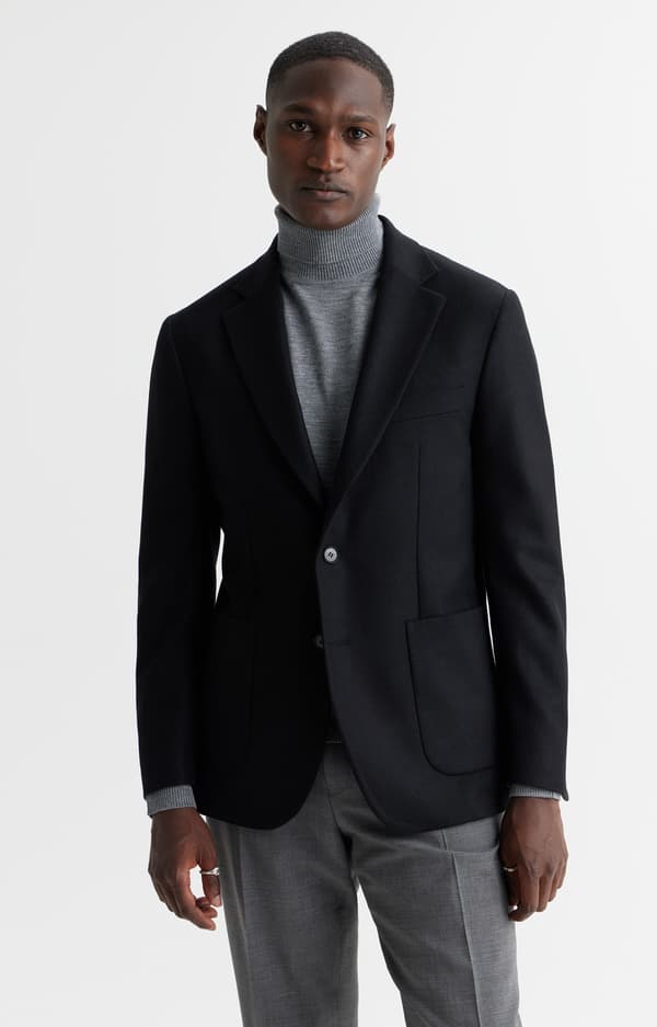 Slim fit jacka med återvunnen ull 98