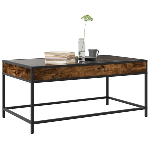 vidaXL Infinity sofabord med LED røget eg 90x50x41 cm