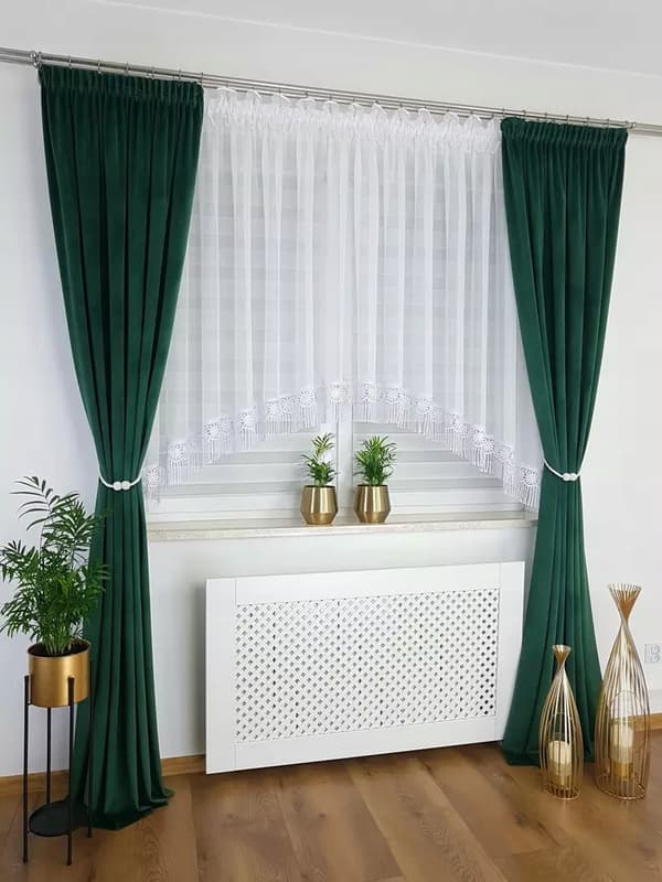 Gardin med moderne guipureblonder 15 cm