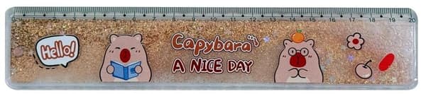 Guld Capybara Vand og Glitter Lineal 20cm