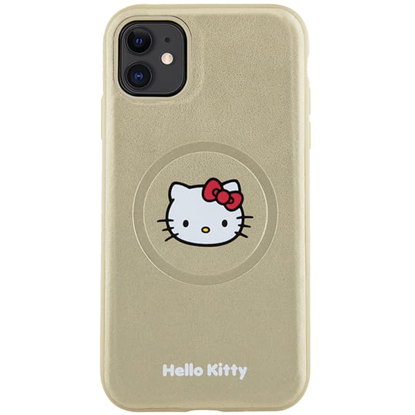 Hello Kitty Læder Kitty Hoved MagSafe Etui til iPhone 11 / Xr, Guld