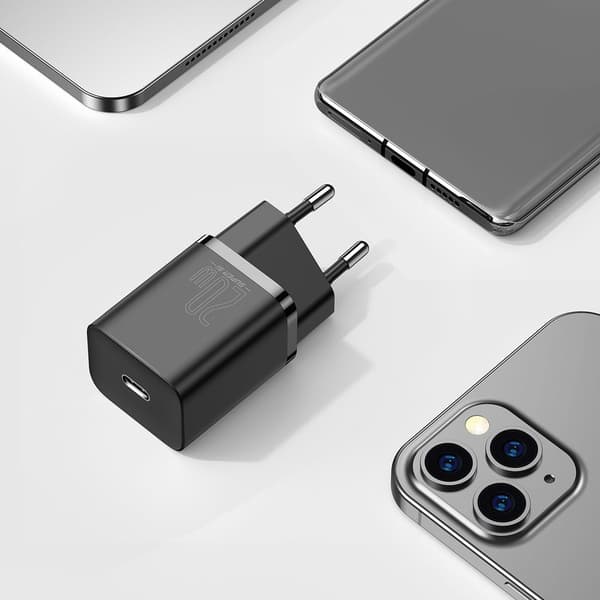 Super Si 1C USB-C 20W strømforsyning hurtig vægoplader sort