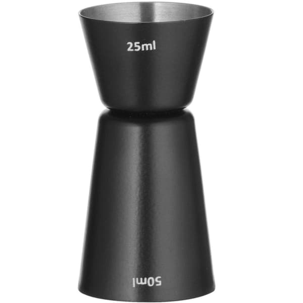 Dobbeltsidet bartendermålebæger til cocktails 25 ml 50 ml - sort