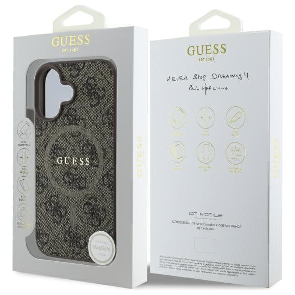 Guess 4G Ring Classic Logo MagSafe-etui til iPhone 16, brun