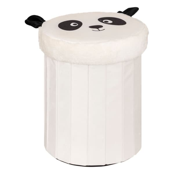 Sammenklappelig puf med låg, hvid Panda