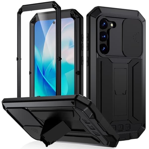 Pansret cover til Samsung Galaxy S23, R-JUST CamShield Slide, sort