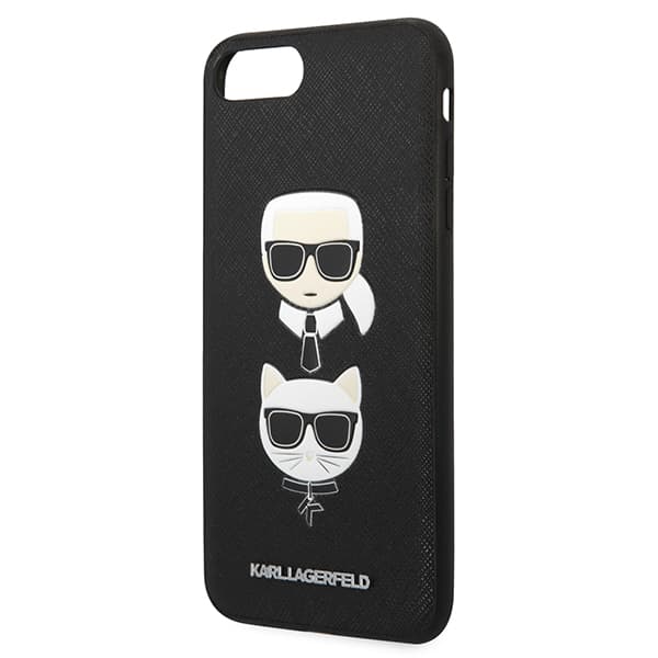 Karl Lagerfeld Saffiano Karl&Choupette Head-etui til iPhone 7 Plus / 8 Plus, sort