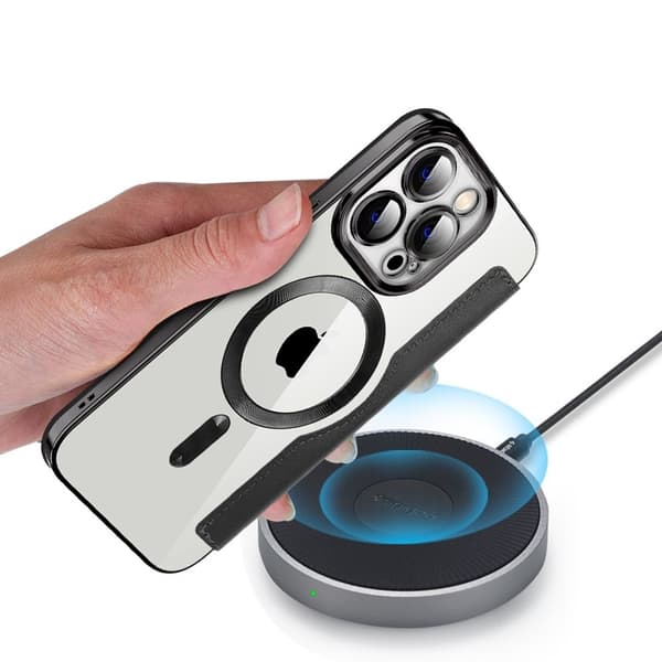 iPhone 14 Pro Flip-etui, RFID-pung MagSafe med kamerabeskyttelse, sort