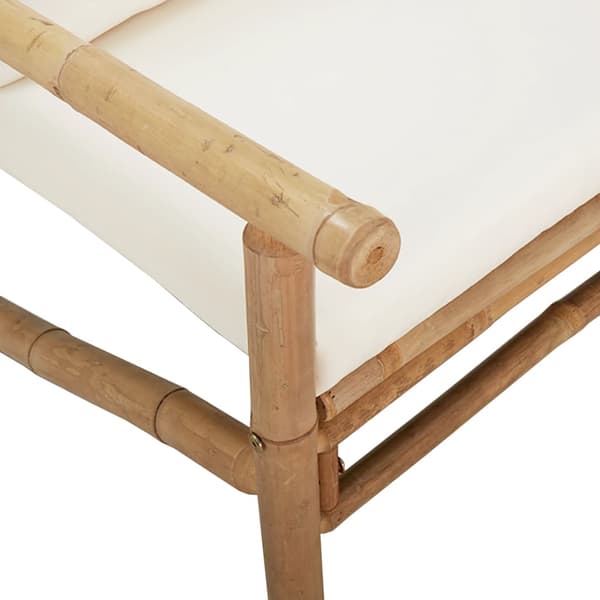 vidaXL 2-delat trädgårdsmöbelset, krämfärgade dynor, bambu