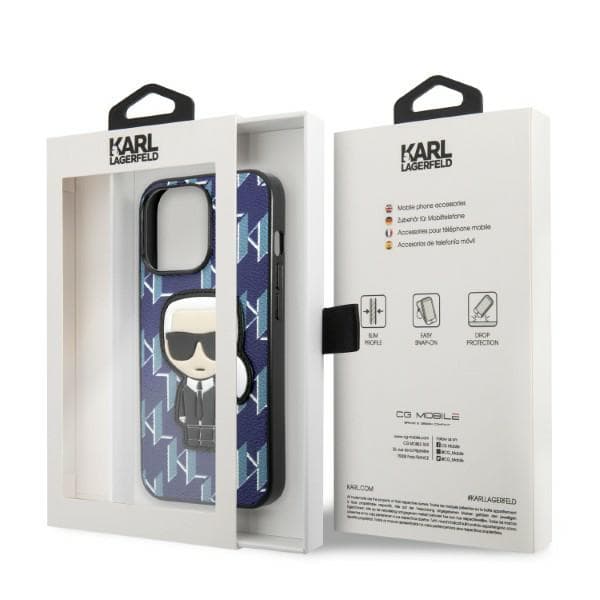 Karl Lagerfeld Monogram Ikonik Patch-skal till iPhone 13 Pro Max, blå